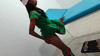 Sensual elf's naughty Christmas fantasies with hospital toys