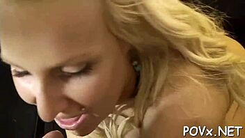 A sexual woman washes up and then has rough sex