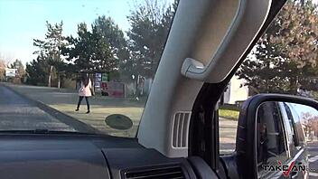 Hey, This Horny Brunette Stopped Her Car for Wild Sex and a Messy Finish!