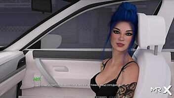 In this acting lesson, the girlfriend practices kissing her friend in a 3D anime scene