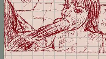 Watch this milf blowjob a monster cock in dark hentai drawing!