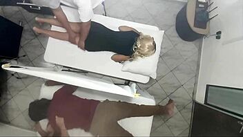 old babe's ass massage turns into cuckold sex next to husband, taboo and young