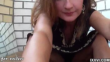 teen babe gives footjob and handjob with huge dildo