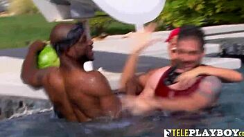 A sexy swinger couple joins the wild mansion party