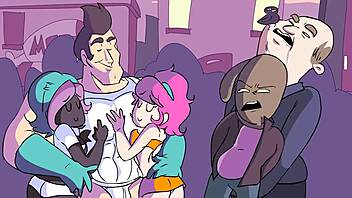 Power trip with clothes ripped in cartoon