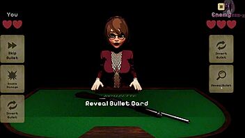 In x roulette 2, she lies on the table for doggy style blowbang with monster cocks and bukkake