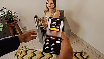 Masked beauty gets her breasts bounded hard with toy drilling