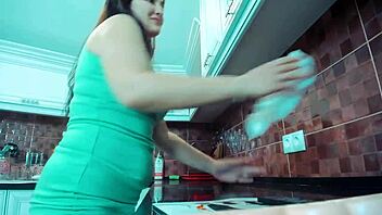 Teen 18+ cosplay slut cleans kitchen with wild webcam toys.