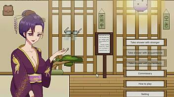 Hentai game with cute women in public bath