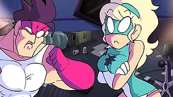 Power trip with clothes ripped in cartoon