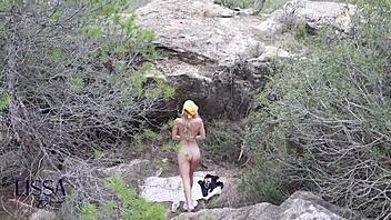 outdoor yoga turns steamy with stranger in forest setting