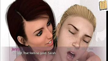 Wild lesbian triangle sex scenes with big tits and monster cocks in cartoon 😏