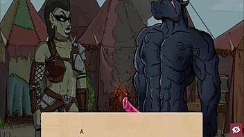 Come to the queen's brothel and get snu snu from the busty orc in this hentai game part 9.