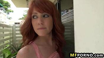 elle alexandra, a freaky redhead teen, plays with her shaved pussy using toys and fingering solo