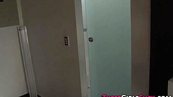 Latina POV sucking cock in shower