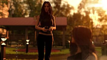 Stunning long haired brunette discusses old days in taboo hentai 3d game