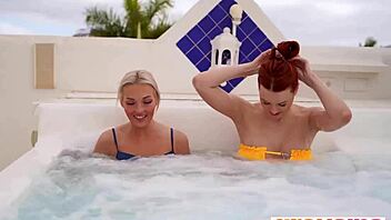 Steamy scissoring and muff diving with hairless babes