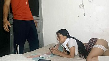 young colombian schoolgirl fucking stepbrother after school