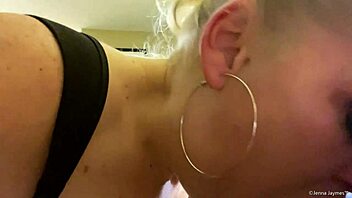 jenna jaymes gives a sloppy up close deepthroat blowjob on a big cock