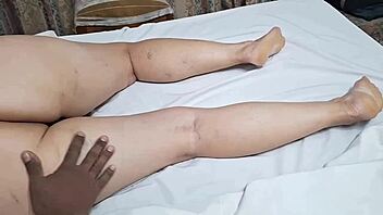 Homemade interracial encounter with beautiful woman in lingerie