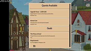 Come to the queen's brothel and get snu snu from the busty orc in this hentai game part 9.