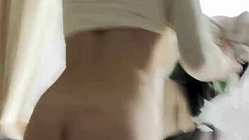 Brunette takes monster cock for anal after morning coffee