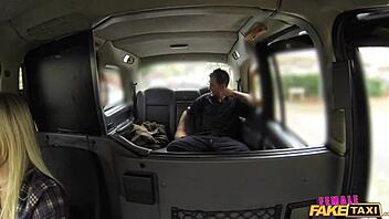 Female fake taxi driver gags on copper’s cum after wild ride.