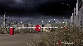 Strap-on slams horny blonde lesbian slut in tight restraints!