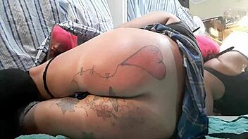 Gay sissy Ryan743 undergoes anal training in sexy blue mini skirt, leading to gaping and cum