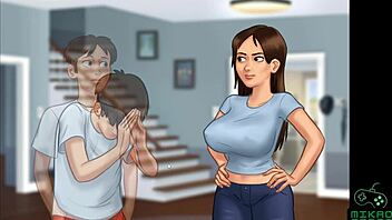Fat MILF and her curvy body in summer hentai game
