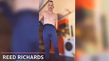 Reed Richards' Halloween edging scene - a gay amateur's lactating handjob