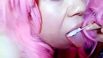 Amateur swallows monster cock with big tits