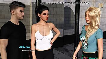 brunette in 3d hentai gets her big tits and ass intertwined