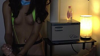 Unscripted amateur handjob with oiled massage and ripped clothes