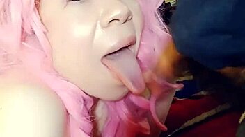 Amateur swallows monster cock with big tits