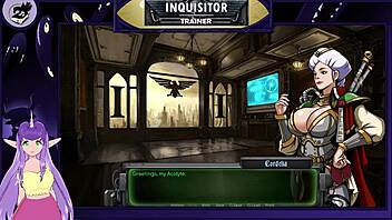 Inquisitor says, 'Take my monster cock in doggystyle, you sexy anime babe.'