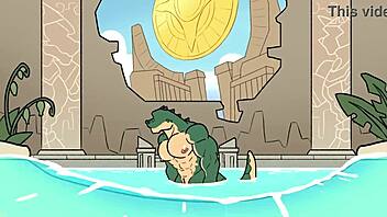 Furry gay characters engage in sex