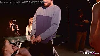 Carla Mai, the seductive teen coed, fucks roughly in front of people at this big cock casting interview.