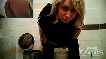 Blue panty blonde masturbates while being spied on