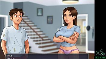 Checking out Jenny in the shower while Debbie drools over me in Summertime Saga Ep 3.