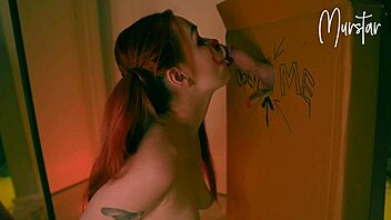 Teen 18+ gets facial through gloryhole in wild handjob