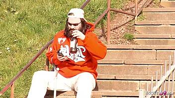 Carla Mai, the seductive teen coed, fucks roughly in front of people at this big cock casting interview.