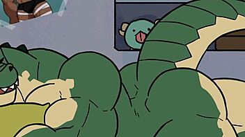 Furry gay characters engage in sex