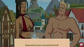 Come to the queen's brothel and get snu snu from the busty orc in this hentai game part 9.