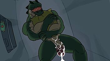 Furry gay characters engage in sex