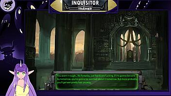Inquisitor says, 'Take my monster cock in doggystyle, you sexy anime babe.'