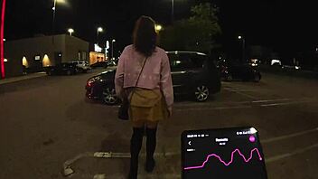 My step-brother plays with me using Lovense control in public outdoor fun.