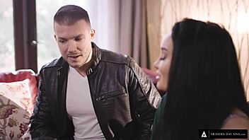 Gabi Paltrova squirts hard then swallows every drop in a rough session.