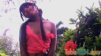 petite colombian brunette babe explores outdoors