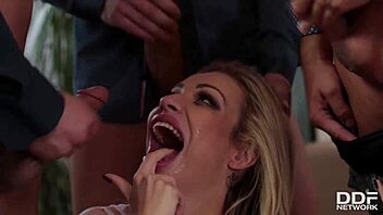 i'm watching kinky chessie kay blow four huge cocks and cum in mouth